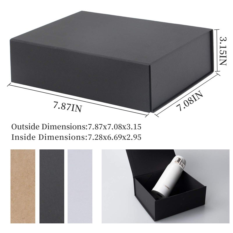 Rsgift Empty gift box Small Black 7.8x7x3.1 Inches Gift Box with Lid Groomsmen Graduation decorative boxes with lids Halloween Christmas Valentine's Day gifts for women - Image 2